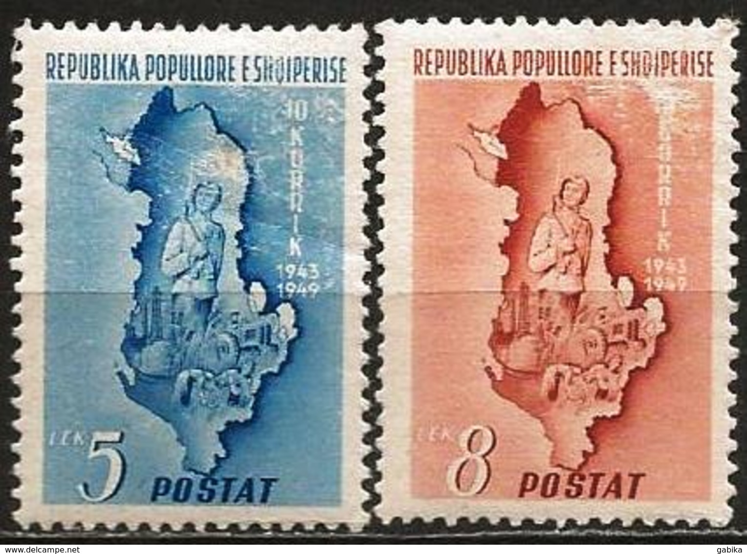 Albania 1949 Scott 439 440 MNH High Values Albania's Army, Map - Albania