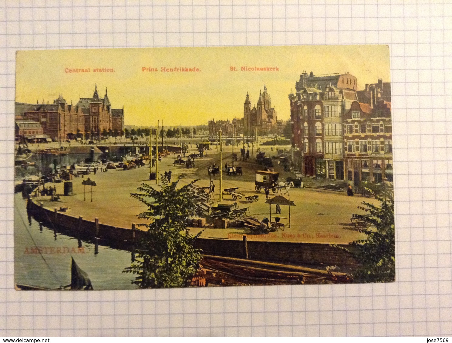 &postkaart, Nederland Amsterdam Prins Hendrikkade, Gelopen 1907, Zegel 1 Cent - Amsterdam