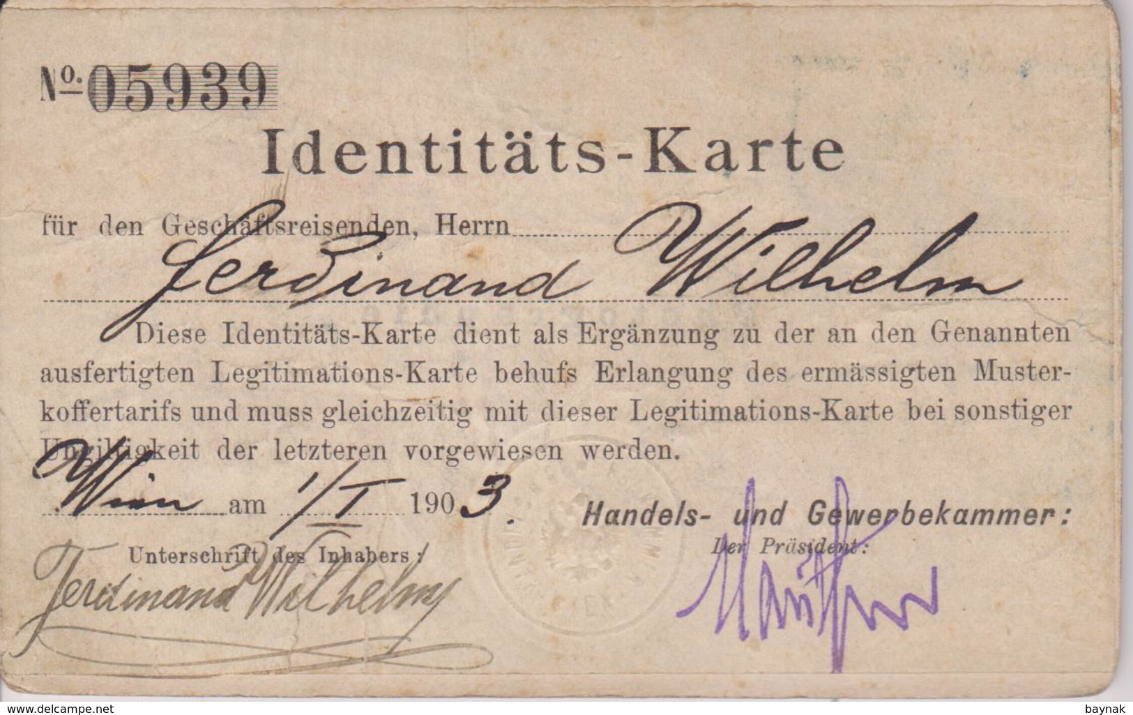 A274  -  CABINET  PHOTO,  CDV  -  AUSTRIA, MAUER , WIEN ~   MANN  ~ ID CARD SUDBAHN, ~  ATELIER CARL ZINS ~  10,5 X  6,5 - Alte (vor 1900)