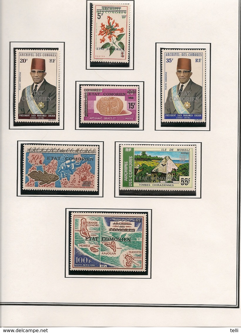 COMORES Scott 131-155, C69-C95 Yvert 105-129, PA68-PA94 (52) ** Cote 100,00 $ 1975 SURCHARGES Série Complète - Comores (1975-...)