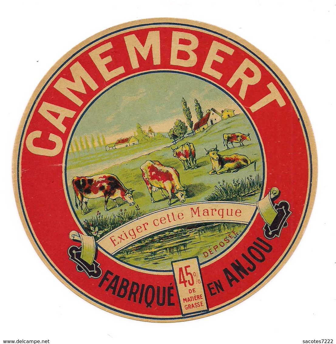 ETIQUETTE FROMAGE CAMEMBERT ANJOU -15 NOV. 1937 - - Cheese