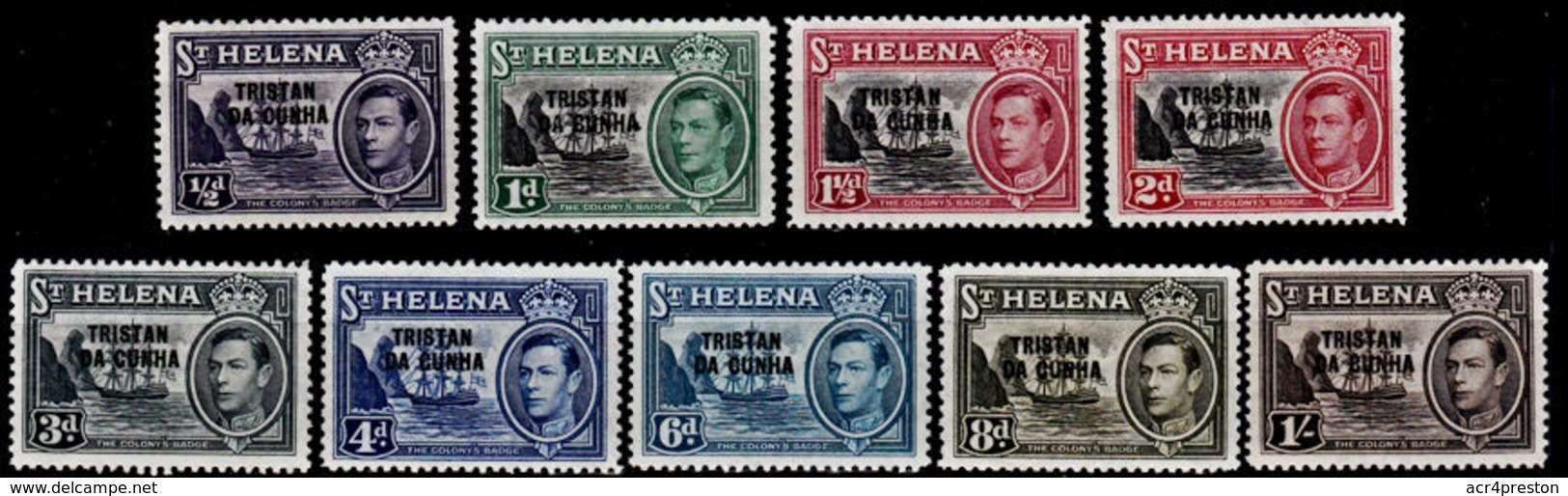 F0131 TRISTAN DA CUNHA 1952, SG 1-9 St Helena Overprints, To 1s, MNH - Tristan Da Cunha