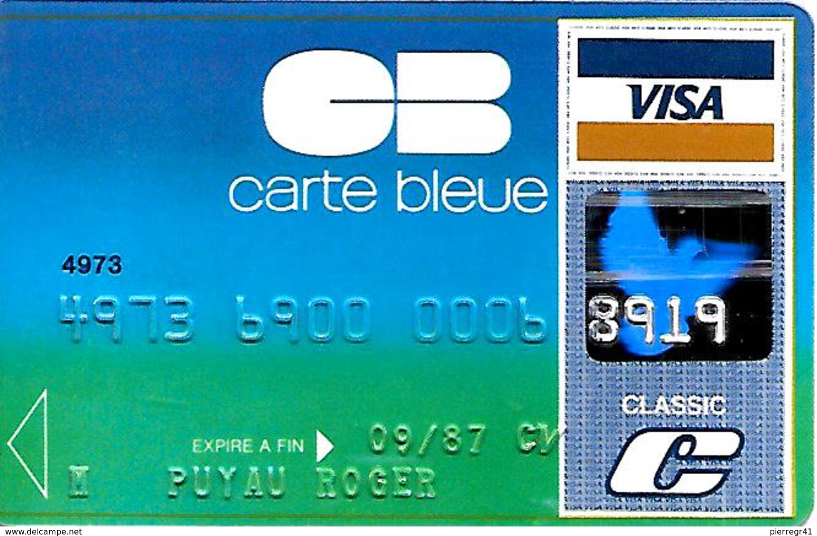 -CARTE+-MAGNETIQUE-CB-CARTE BLEUE-VISA-Groupe S.C.D.B-ExP 09/87-BULL TRANSAC 01/86-TBE-RARE - Vervallen Bankkaarten