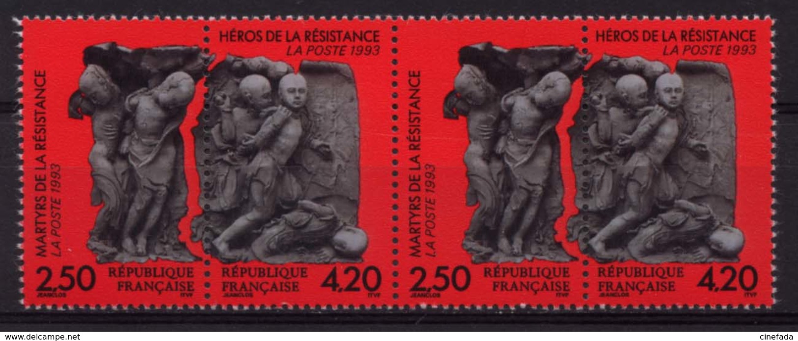 HEROS DE LA RESISTANCE – MARTYRS DE LA RESITANCE. France Neufs **. 4 Timbres Se Tenant.1993. - Otros & Sin Clasificación