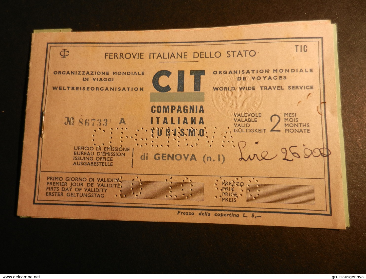19843) FERROVIE ITALIANE BIGLIETTO TRENO GENOVA MODANE 1960 - Europe