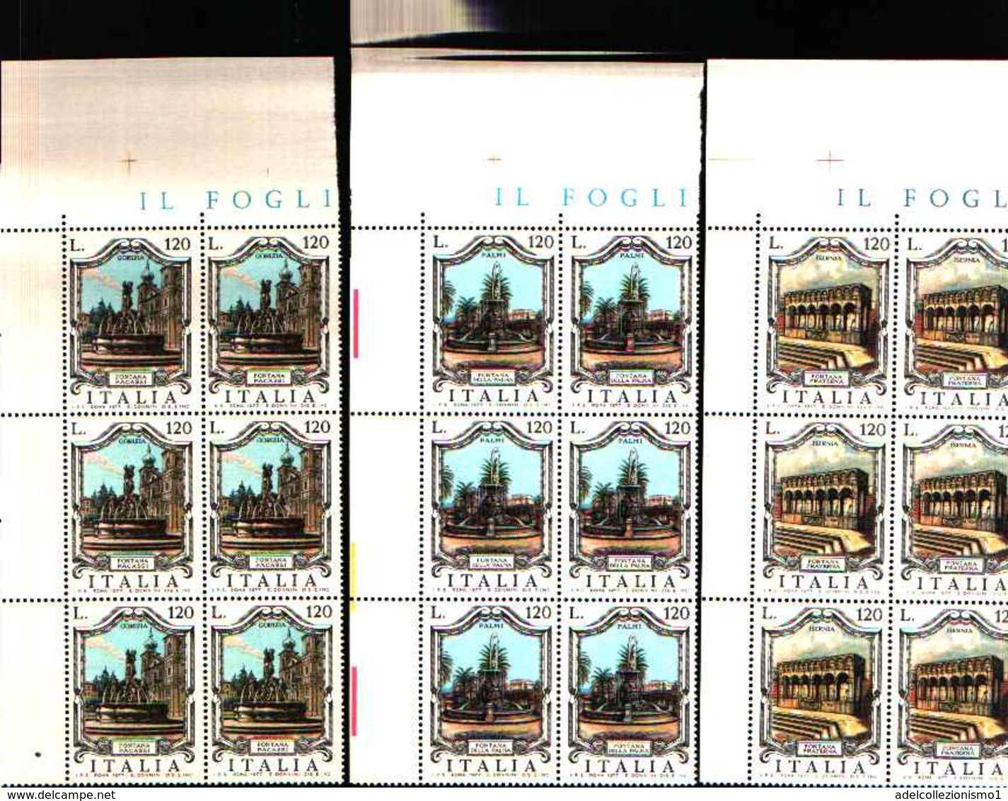 74867) ITALIA-BLOCCO DI 6 V..-Fontane - 4ª Emissione - 21 Dicembre 1976  -MNH**SERIE COMPLETA - 1971-80:  Nuovi