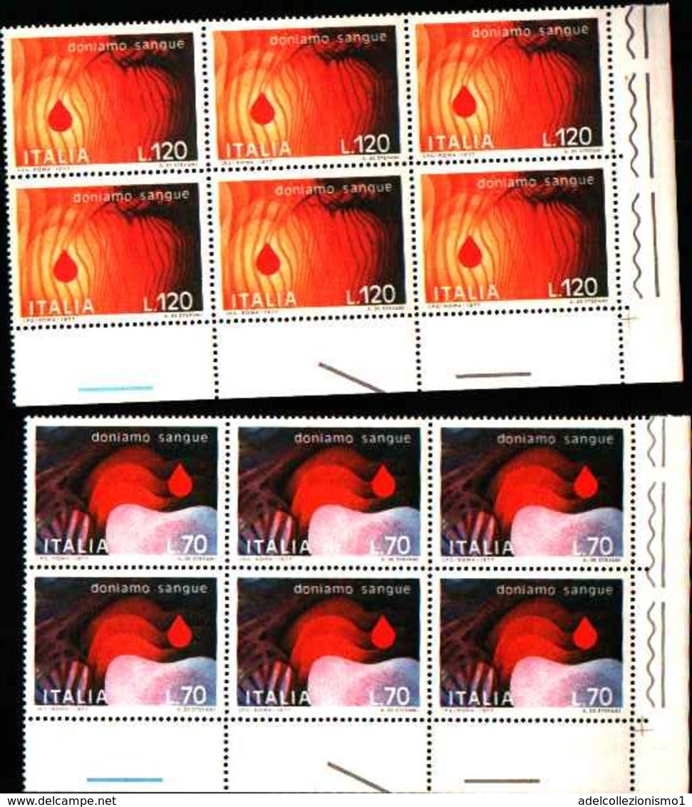 74869) ITALIA-BLOCCO DI 6 V..-Donatori Di Sangue - 26 Ottobre 1977 -MNH**SERIE COMPLETA - 1971-80:  Nuovi