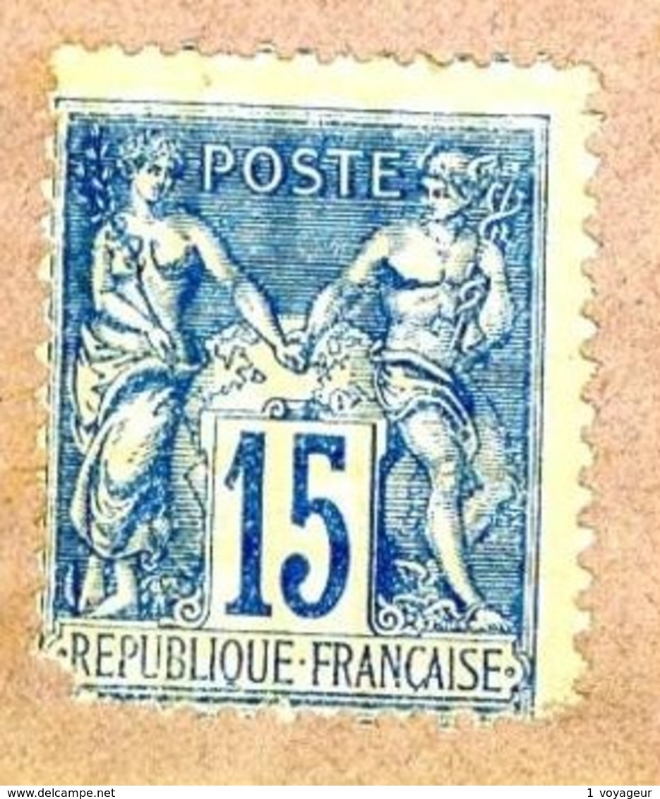 101 - 15c Bleu Sage Papier Quadrillé - Neuf Non Oblitéré Sur Enveloppe - 1876-1898 Sage (Type II)