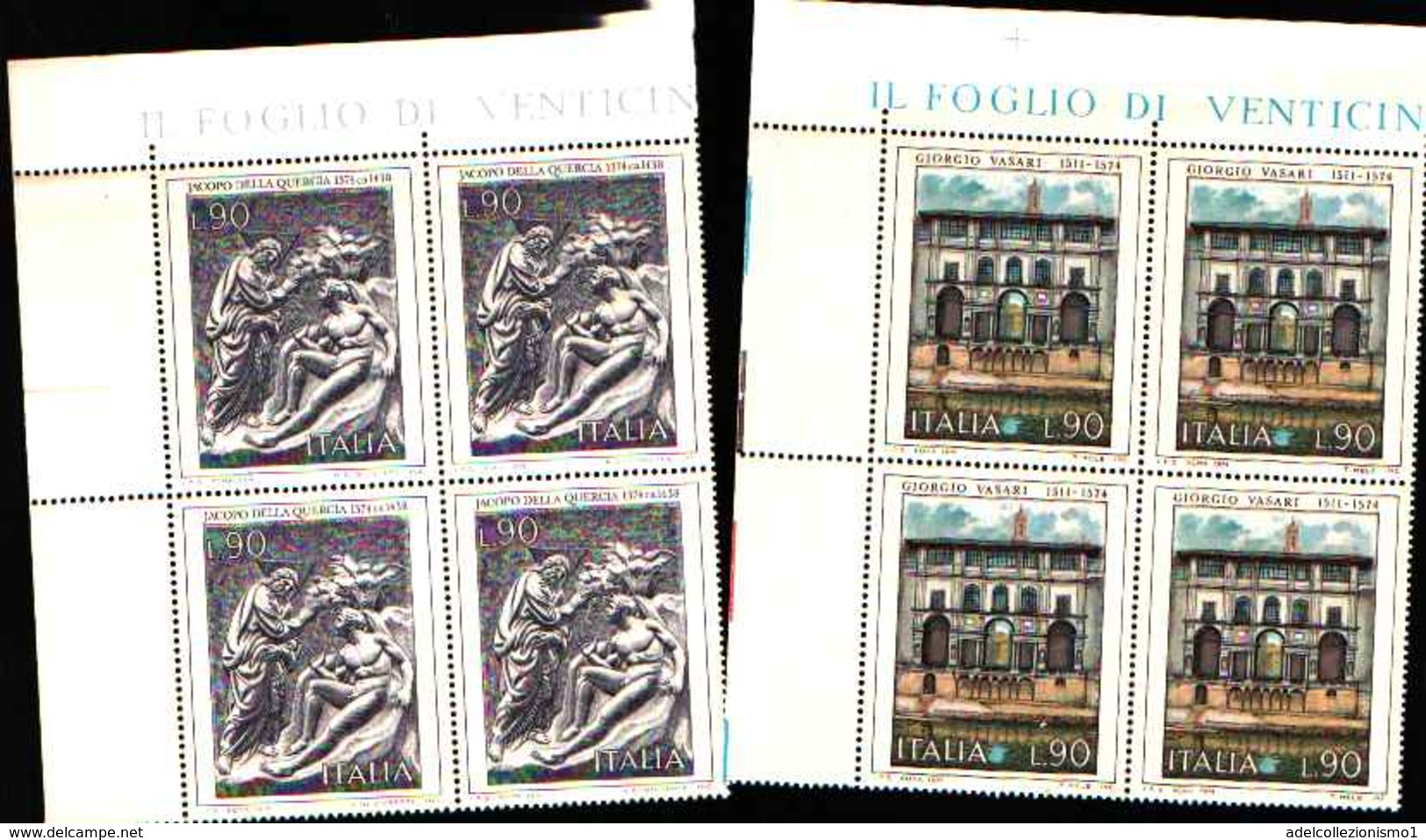 74872) ITALIA-QUARTINA..-Arte - 1ª Emissione: Jacopo Della Quercia E Giorgio Vasari - 21 Dicembre 1 -MNH**SERIE COMPLETA - 1971-80: Ungebraucht