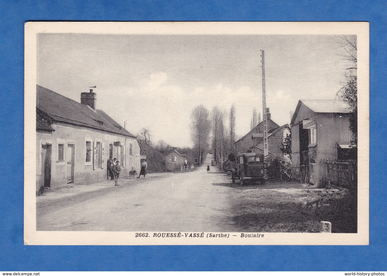 CPA - ROUESSé VASSé - Boulaire - 1938 - Café & Garage Automobile - Sarthe - Altri & Non Classificati