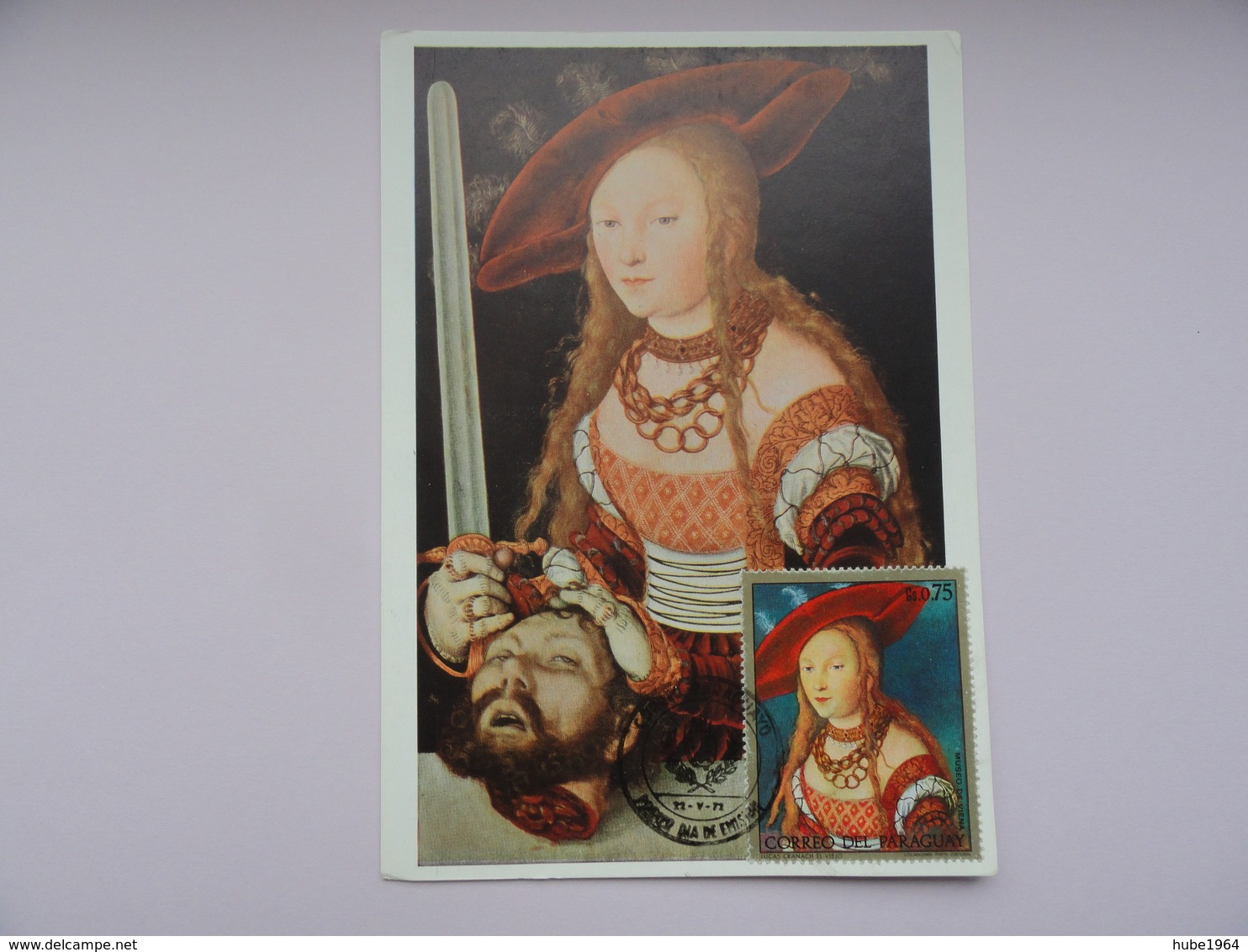 CARTE MAXIMUM CARD  JUDITH WITH THE BEAD OF HOLOFERNESPAR CRANACH PARAGUAY - Otros & Sin Clasificación