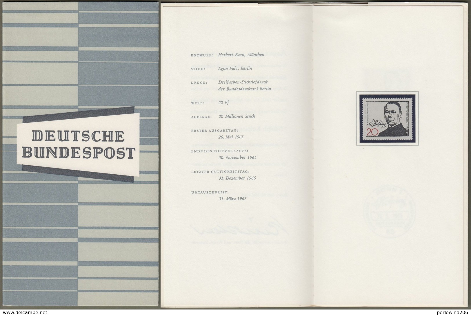 Bund : Minister Card - Ministerkarte Typ III, Mi-Nr. 477 ** U. ESST : " 100. Todestag Adolf Kolping " !  R         X - Briefe U. Dokumente