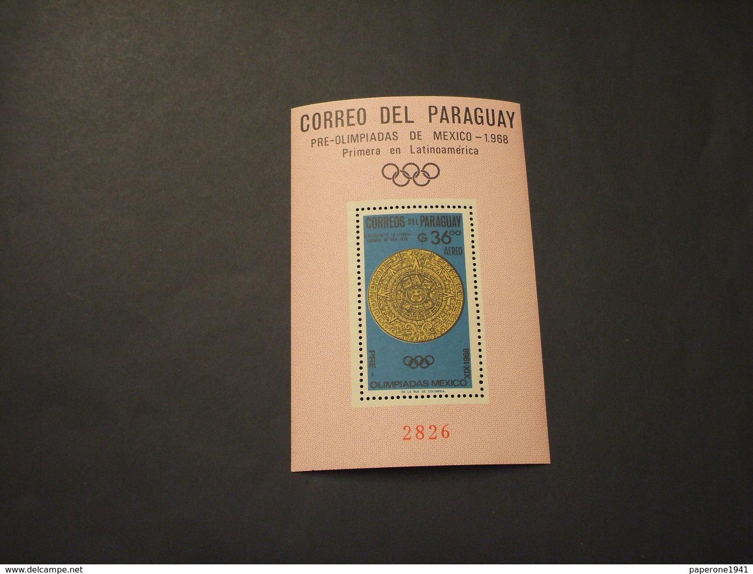 PARAGUAY - BF 1966 PRE-OLIMPICA MEXICO/MEDAGLIA  - NUOVI(++) - Paraguay