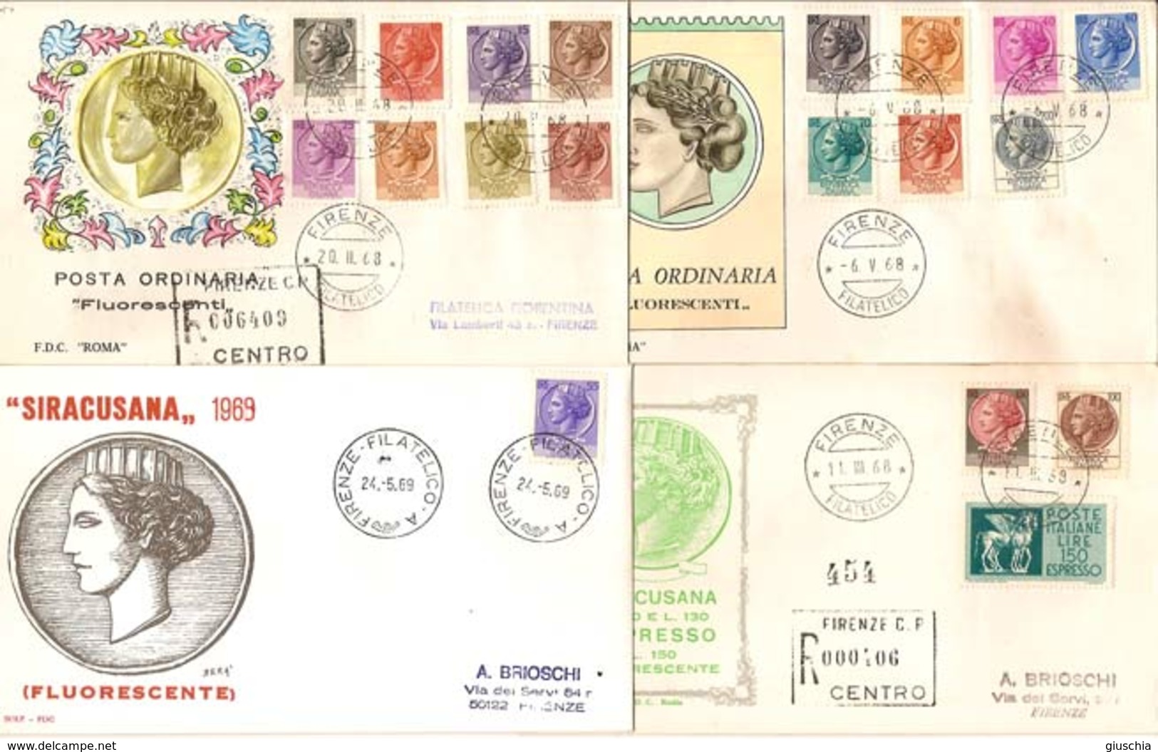 (St.Post.).Repubblica.4 FDC.Serie Completa "Siracusana Fluorescente" (60-15) - FDC