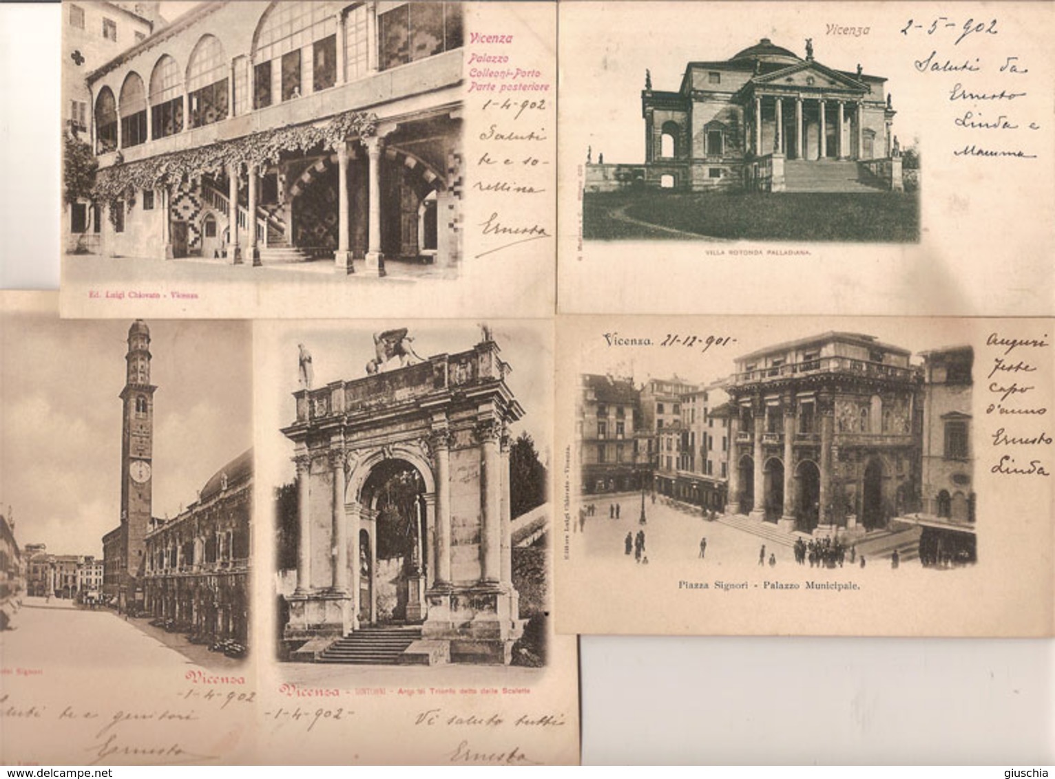 (C).Vicenza.Lotto Di 5 Cartoline.F.to Piccolo.Viaggiate Nel 1901 E 1902 (c18) - Vicenza