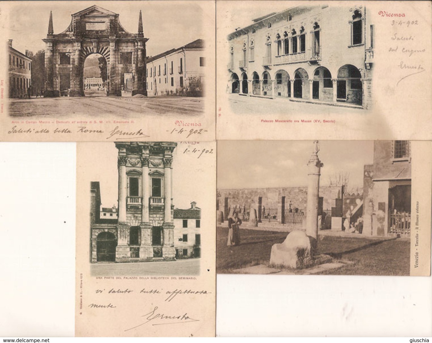 (C).Vicenza.Lotto Di 4 Cartoline.F.to Piccolo.Viaggiate Nel 1902 (c18) - Vicenza