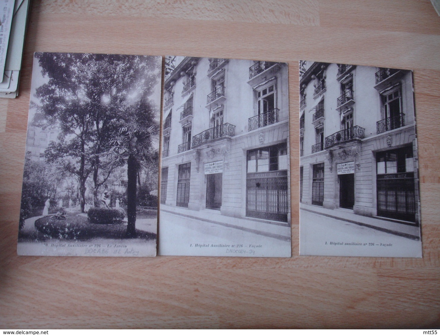 Lot De 3 Hotel Ritz Rue Cambon Hopital Auxiliaire 226   Guerre 14.18 - Guerre 1914-18