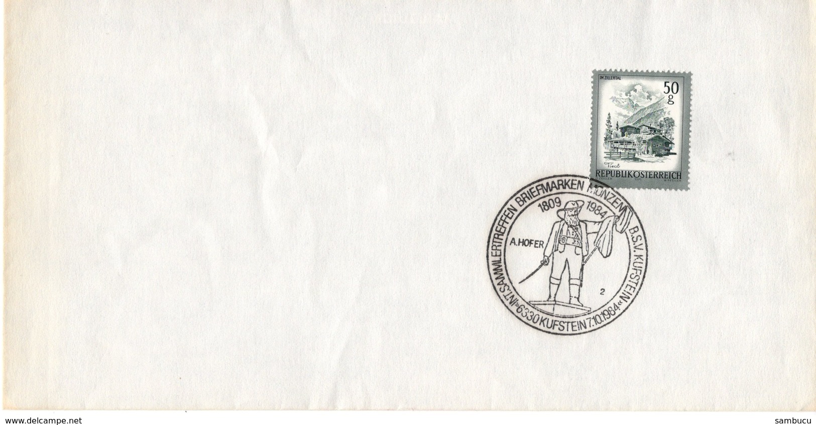 Sonderstempel Int. Sammlertreffen BSV Kufstein 7.10.1984 - Andreas Hofer - FDC