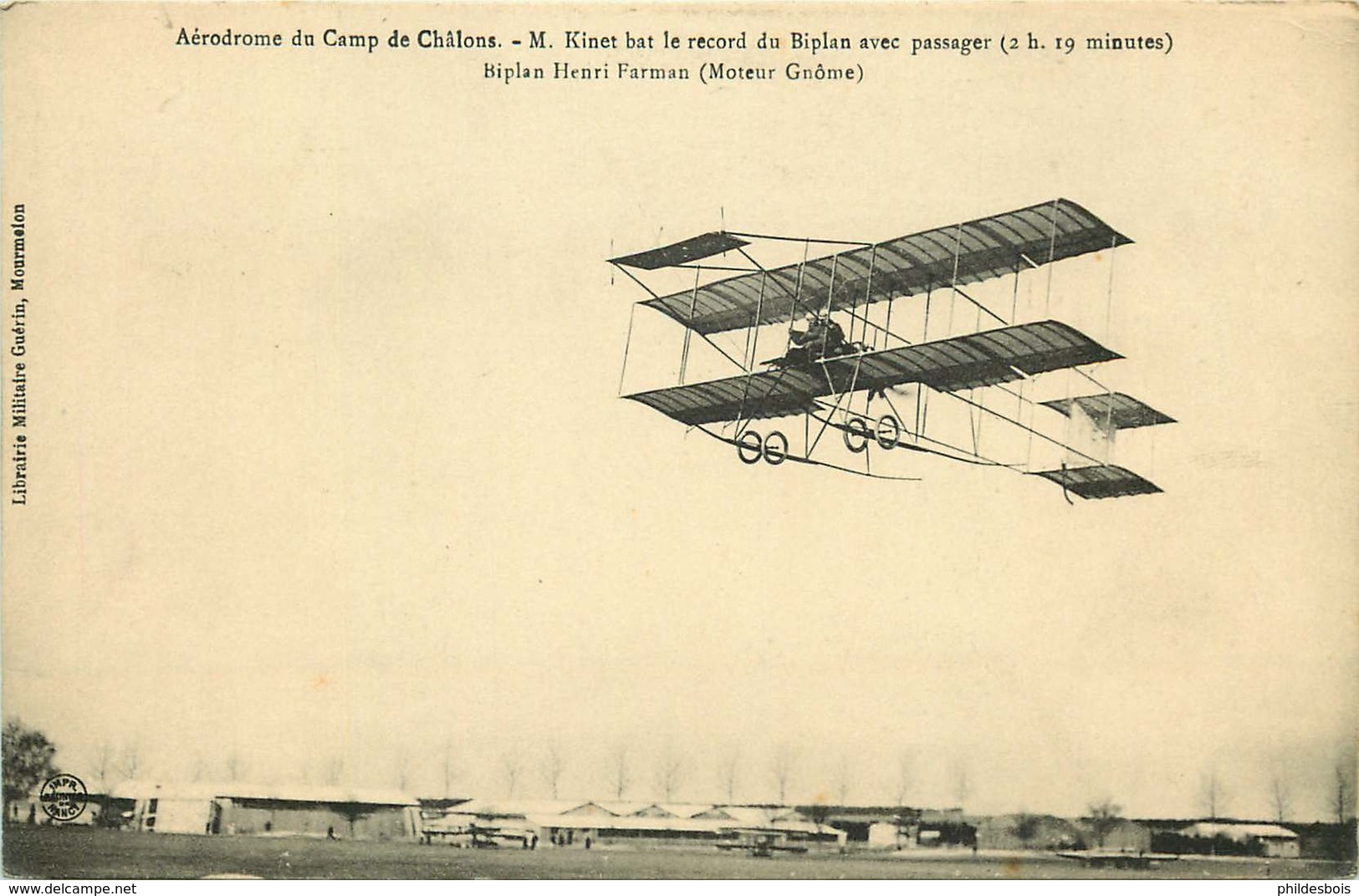 AVION  Aérodrome CAMP DE CHALONS  KINET Bat Le Record Du Biplan Avec Passager - 1914-1918: 1a Guerra