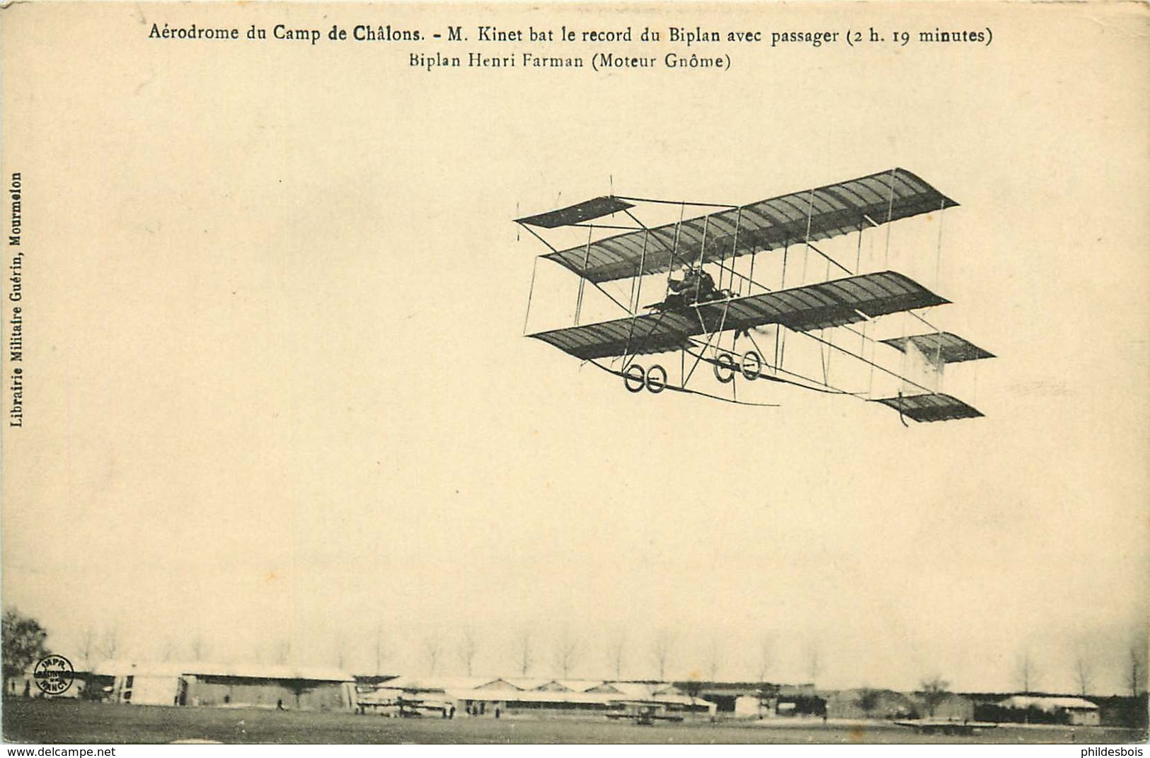 AVION  Aérodrome CAMP DE CHALONS  KINET Bat Le Record Du Biplan Avec Passager - 1914-1918: 1ste Wereldoorlog