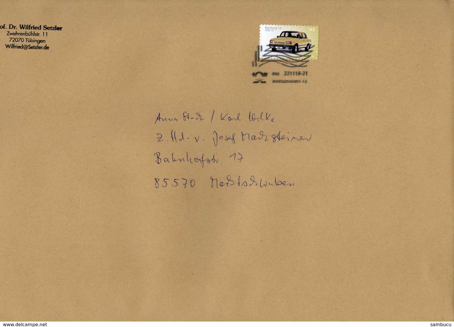 Grossbrief Von Briefzentrum 72 Mit 145 Cent Wartburg 1,3 1988-91 2018 - Briefe U. Dokumente