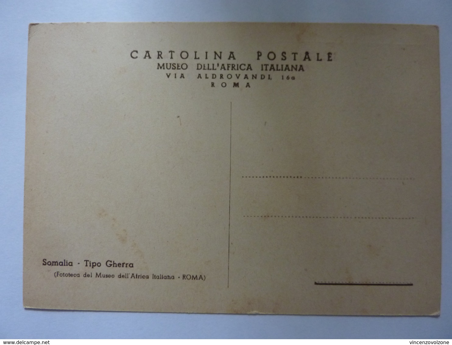 Cartolina "SOMALIA - Tipo Gherra  - MUSEO DELL'AFRICA ITALIANA, ROMA" Anni '30 - Musei