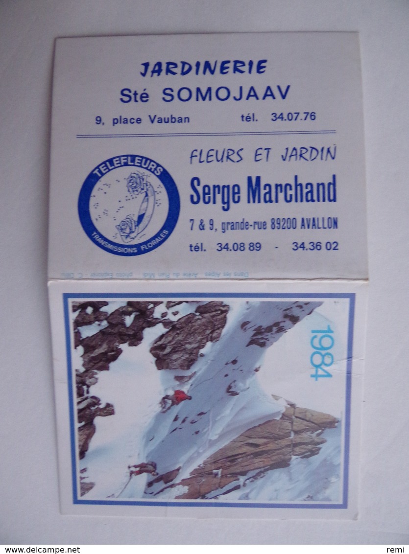 CALENDRIER De Poche 1984 PAYSAGE De MONTAGNE Jardinerie Sté SOMOJAAV Fleurs & Jardin Serge MARCHAND à AVALLON 89 - Petit Format : 1981-90