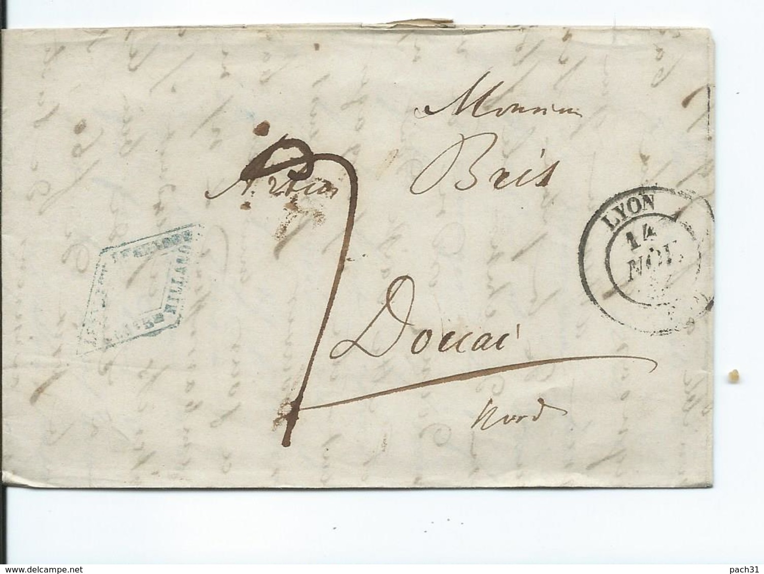 Lettre De Lyon Pour Douai  1838 - 1801-1848: Précurseurs XIX