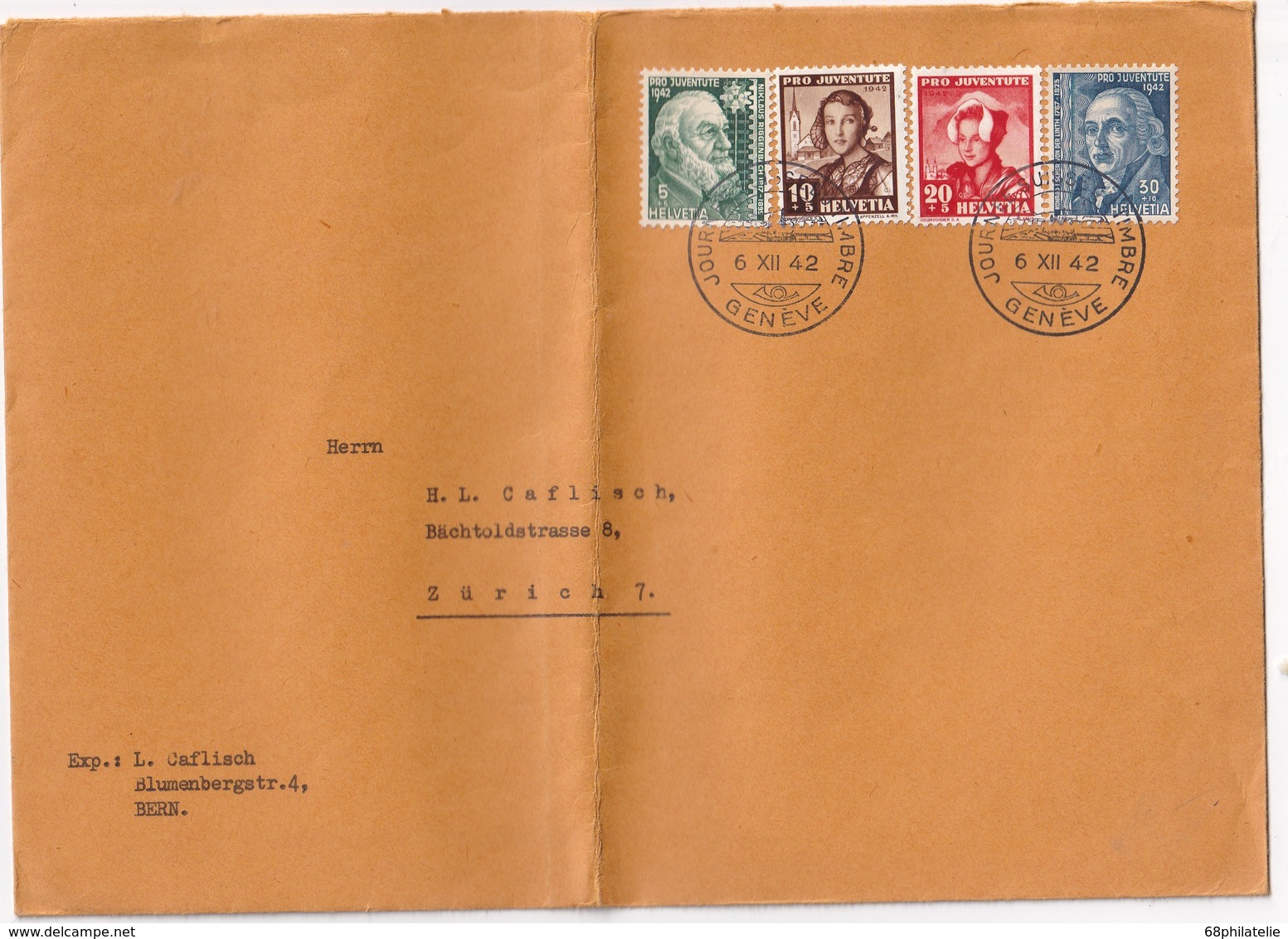 SUISSE  1942 LETTRE  DE GENEVE  JOURNEE DU TIMBRE - Lettres & Documents