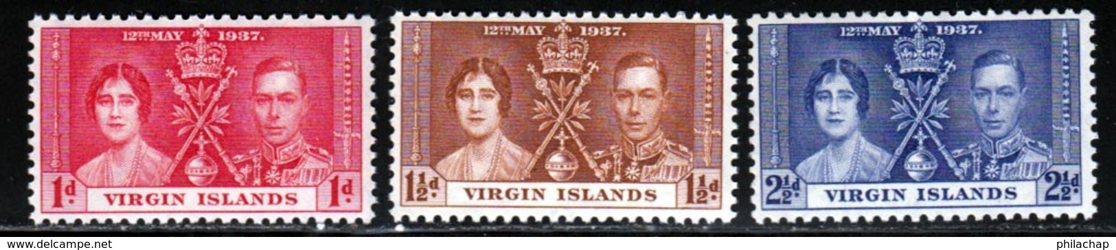 Iles Vierges 1937 Yvert 71 / 73 ** TB - British Virgin Islands