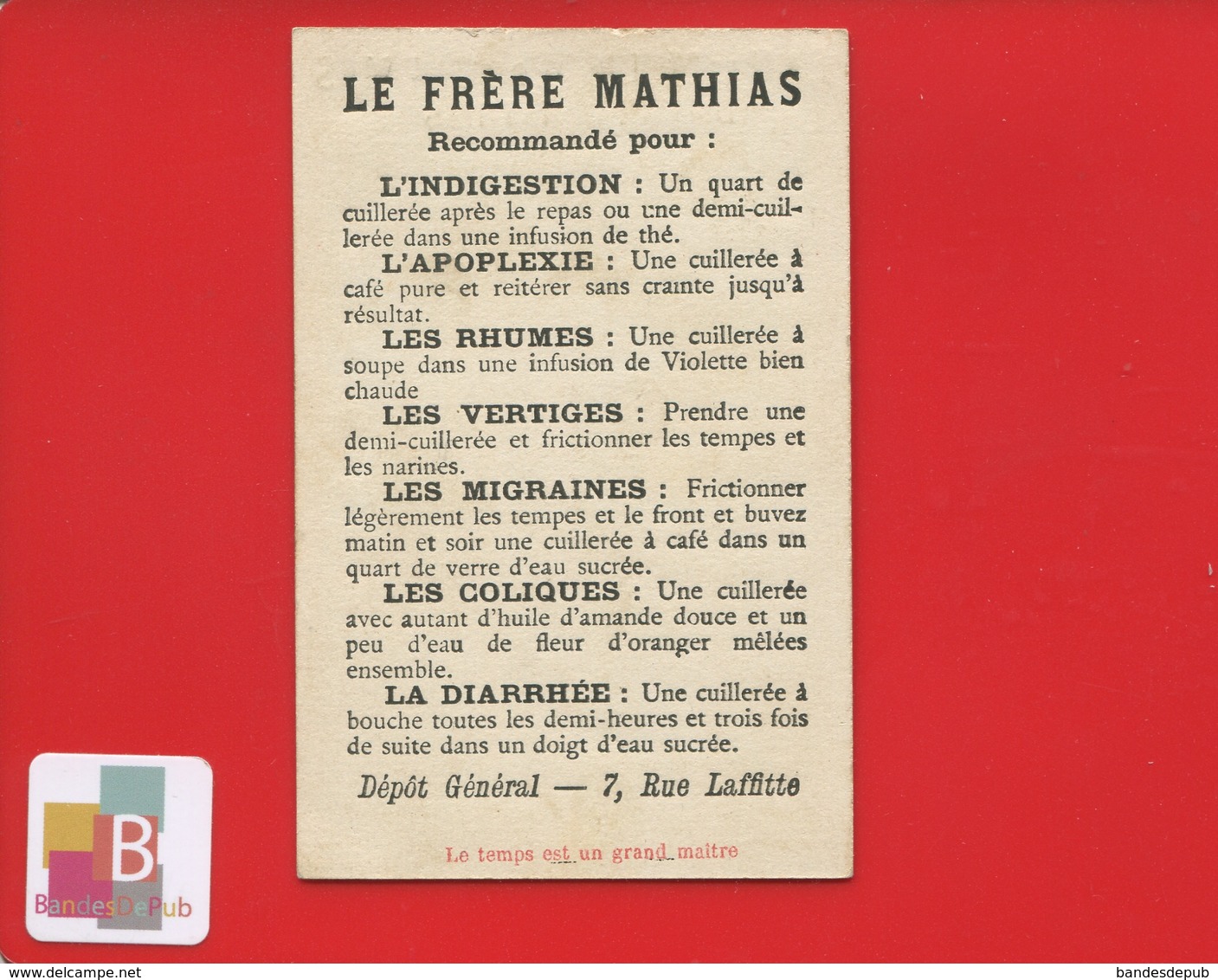 EAU MELISSE CARMES Paris Rue Laffitte FRERE MATHIAS Chromo Temps Mort Faux Sablier Vieillesse Vieillard Maigre Nu Nudité - Autres & Non Classés