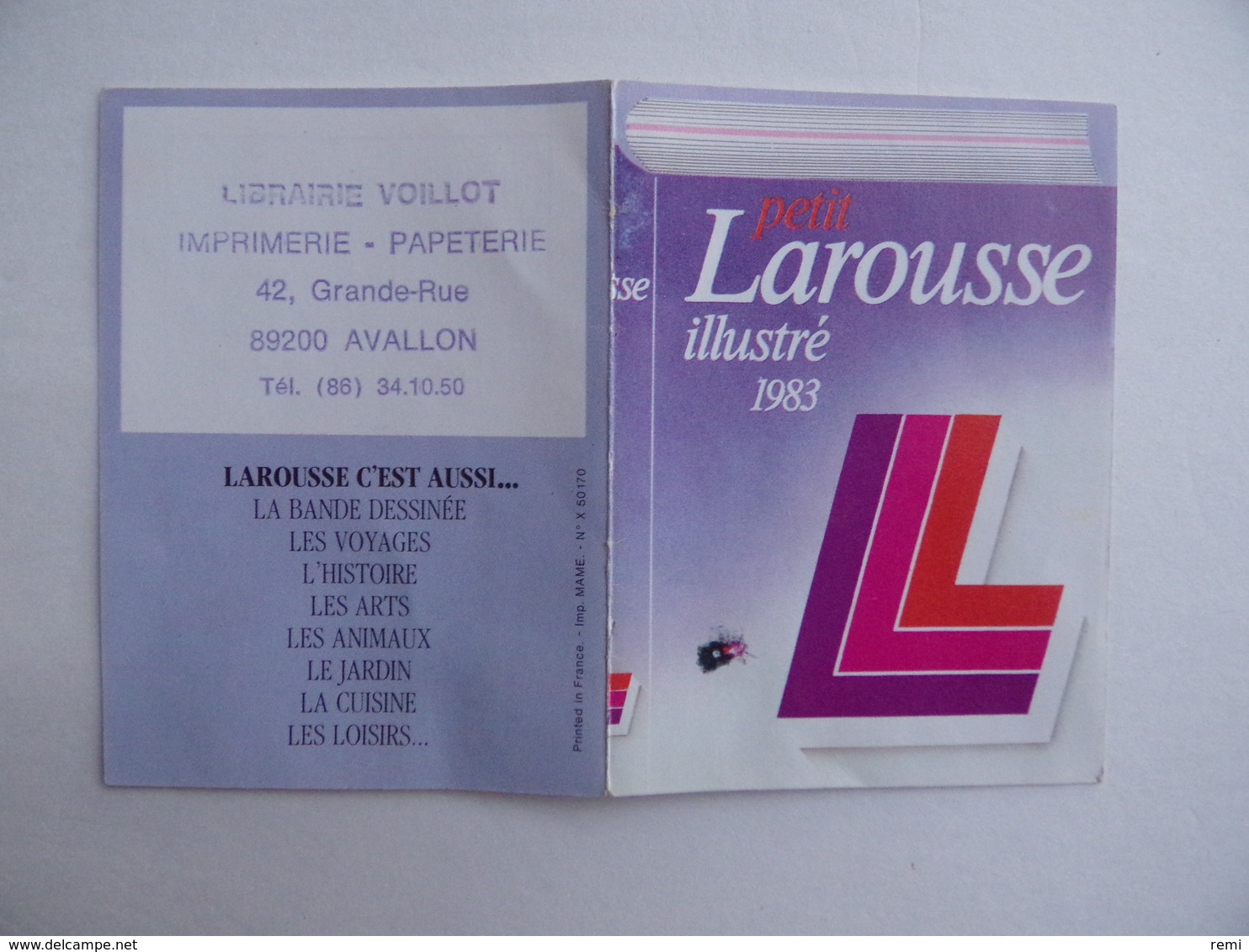 CALENDRIER De POCHE 1983 PETIT LAROUSSE Illustré Librairie Imprimerie Papeterie VOILOT à AVALLON 89 - Petit Format : 1981-90