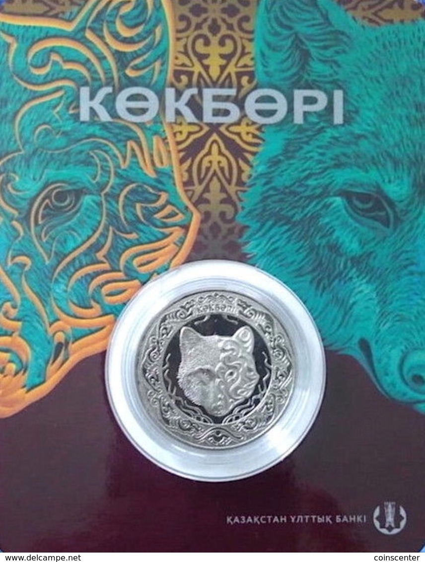 Kazakhstan 100 Tenge 2018 "Kokbori, Blue Wolf" CoinCard UNC - Kazajstán