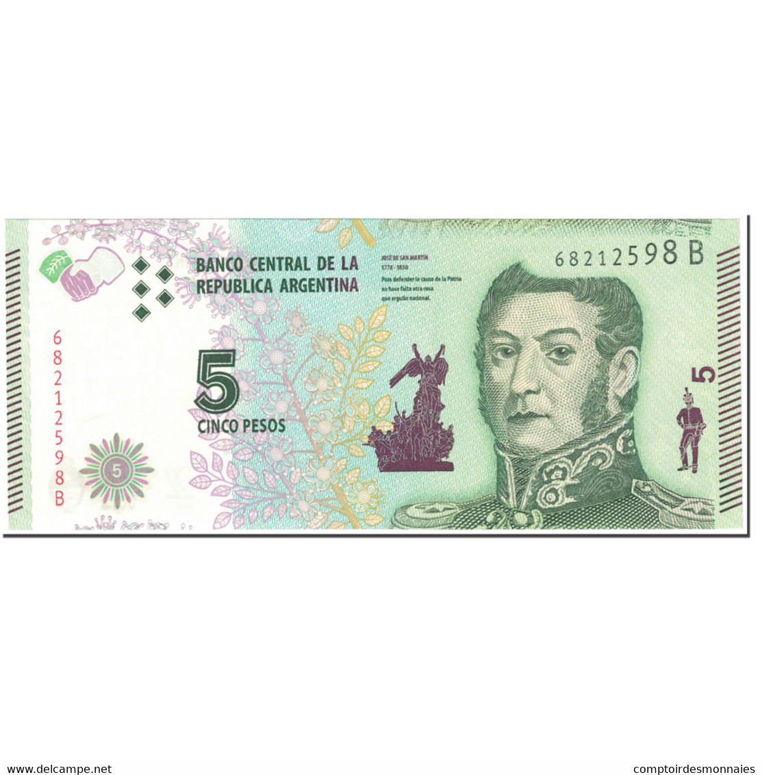 Billet, Argentine, 5 Pesos, 2015, Undated (2015), KM:359a, NEUF - Argentine