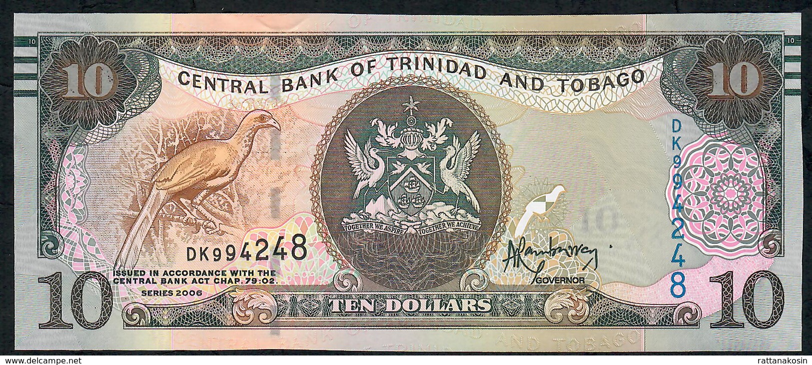 TRINIDAD AND TOBAGO P57a 10  DOLLARS 2006 (2017) #DK Signature 9 UNC. - Trinidad Y Tobago