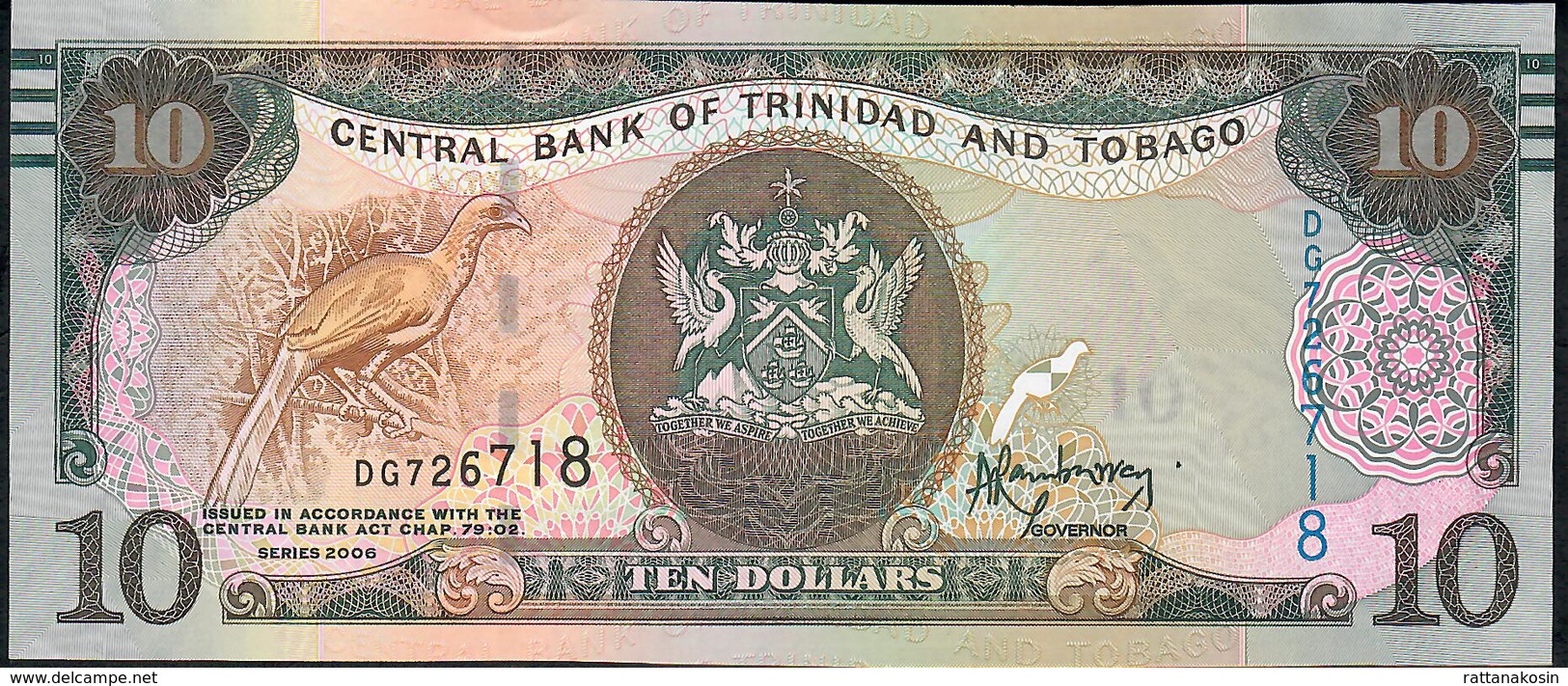 TRINIDAD AND TOBAGO P57a 10  DOLLARS 2006 (2017) #DG Signature 9 UNC. - Trinidad Y Tobago