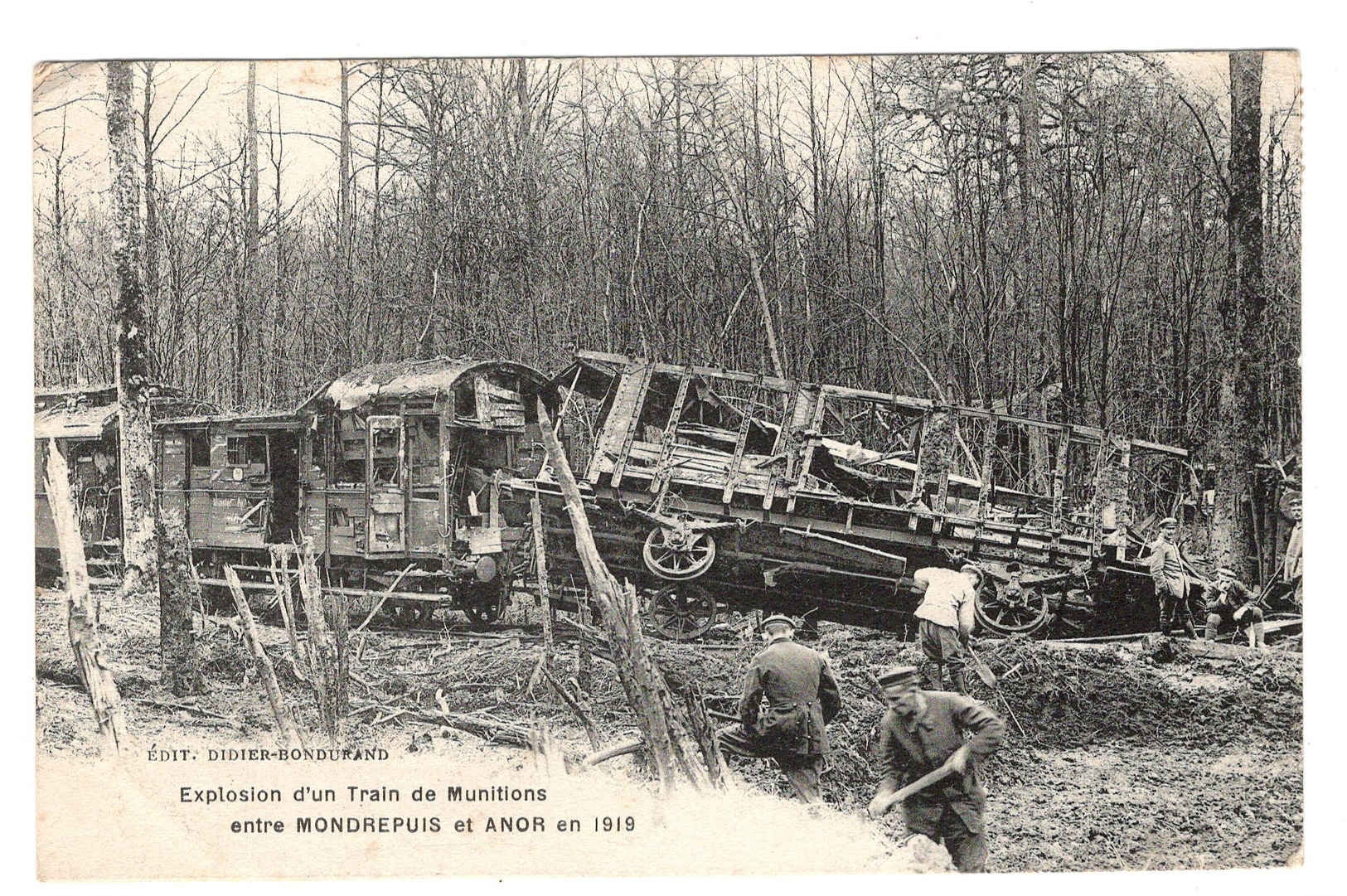 MONDREPUIS  ANOR  1919 Explosion D'un Train De Munitions.  Voyagé  Sept 1919. TTTTB état - Guerre 1914-18