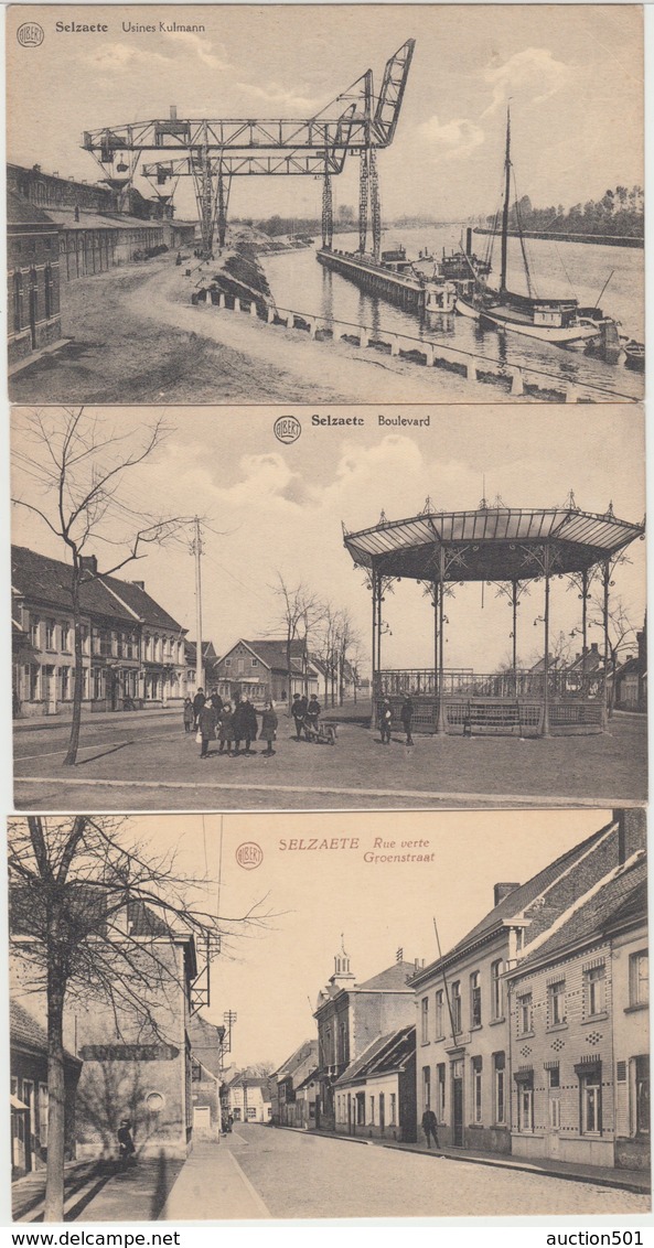 28397g USINES KULMANN - BOULEVARD - GROENSTRAAT - ALUMINIUMFABRIEK - NAPHTE FABRIEK - PONT - BRUG - Selzaete - 9 Cartes - Zelzate