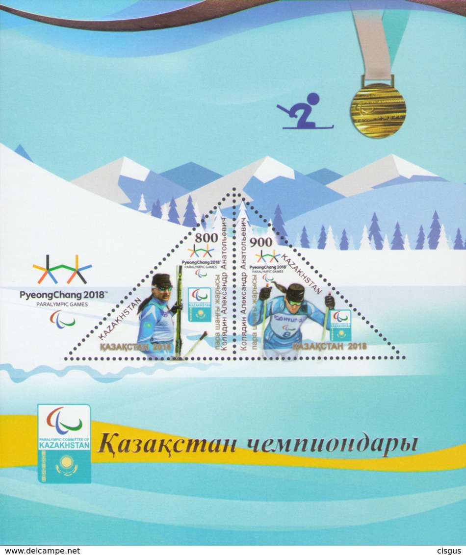 Kazakhstan Kasachstan MNH** 2018 Paralympic Winter Games. Olympic Champion Kolyadin AleksanderMi 1084-85 Bl.106 SALE - Kazajstán