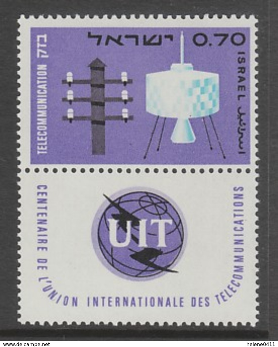 TIMBRE NEUF D'ISRAËL - CENTENAIRE DE L'UNION INTERNATIONALE DES TELECOMMUNICATIONS N° Y&T 291 - Telecom