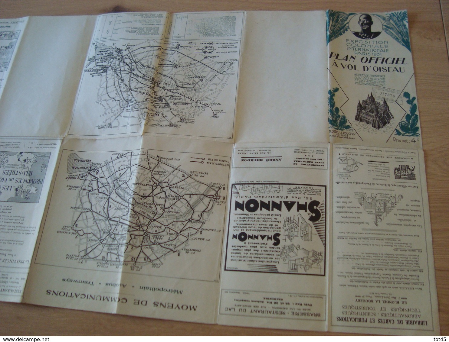 CARTE PLAN OFFICIEL A VOL D'OISEAU EXPOSITION COLONIALE INTERNATIONALE PARIS 1931