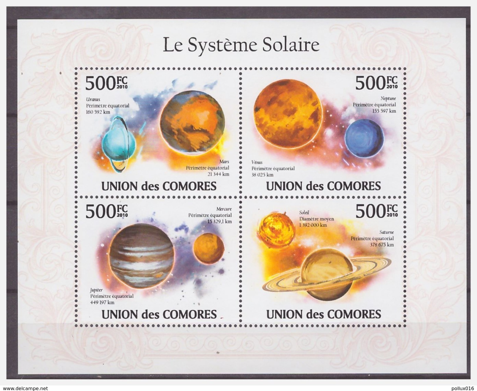 0580 Comores 2010 Sterren Planeten Solar System Systeme Solar Mars Venus Jupiter S/S MNH - Astrologie