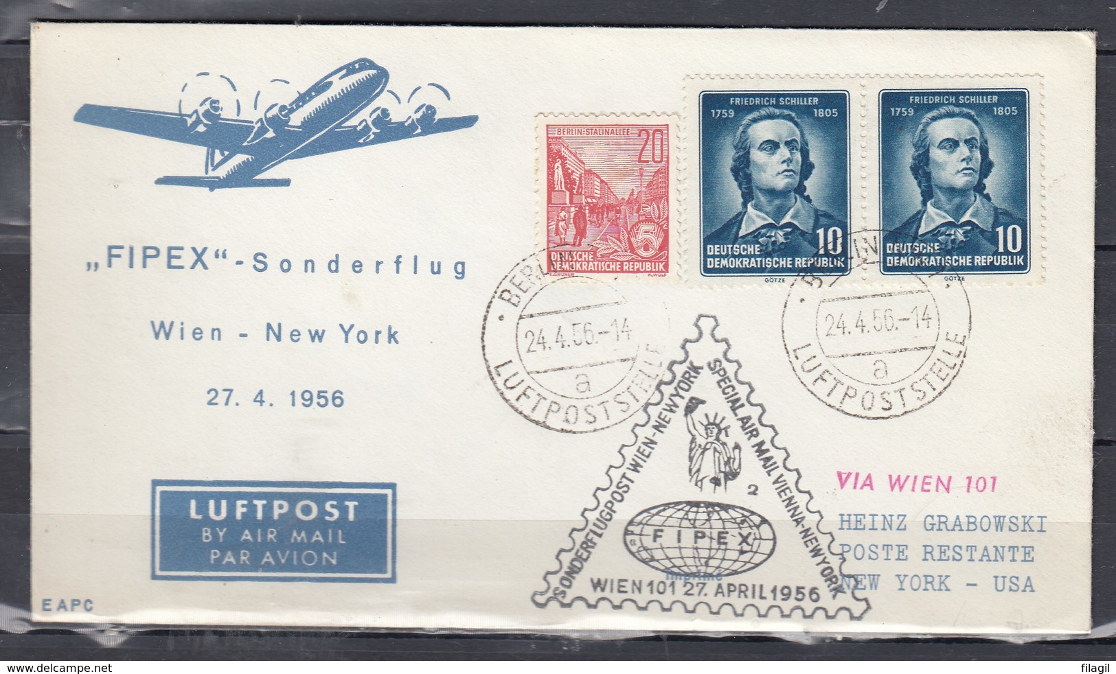 Brief Van Berlin Luftpoststelle Naar New York Usa Special Air Mail Vienna New York (354) - Other & Unclassified