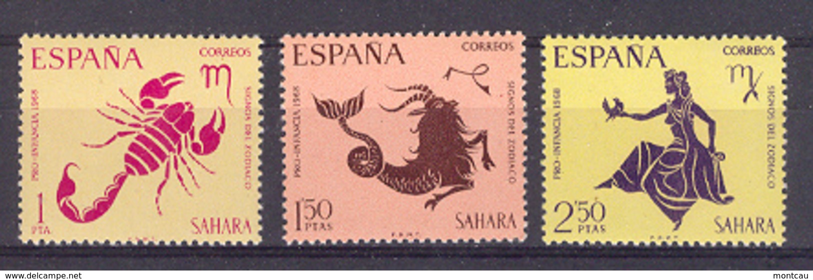 Sahara 1968 - Pro Infancia, Zodiaco Ed 265-67 (**) - Sahara Español