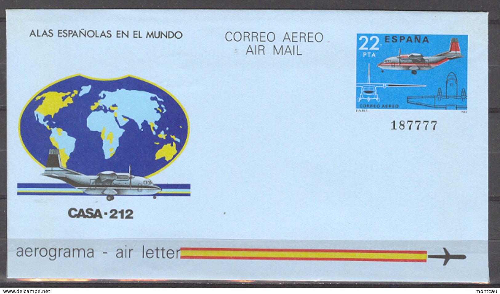 España - Aerograma N. 205 - 1983 - Casa 212 - 1931-....