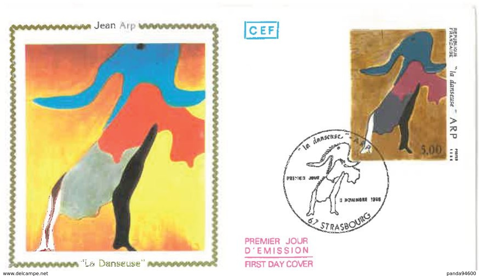 FDC Tableau Jean Arp La Danseuse (67 Strasbourg 11/1986) - 1980-1989