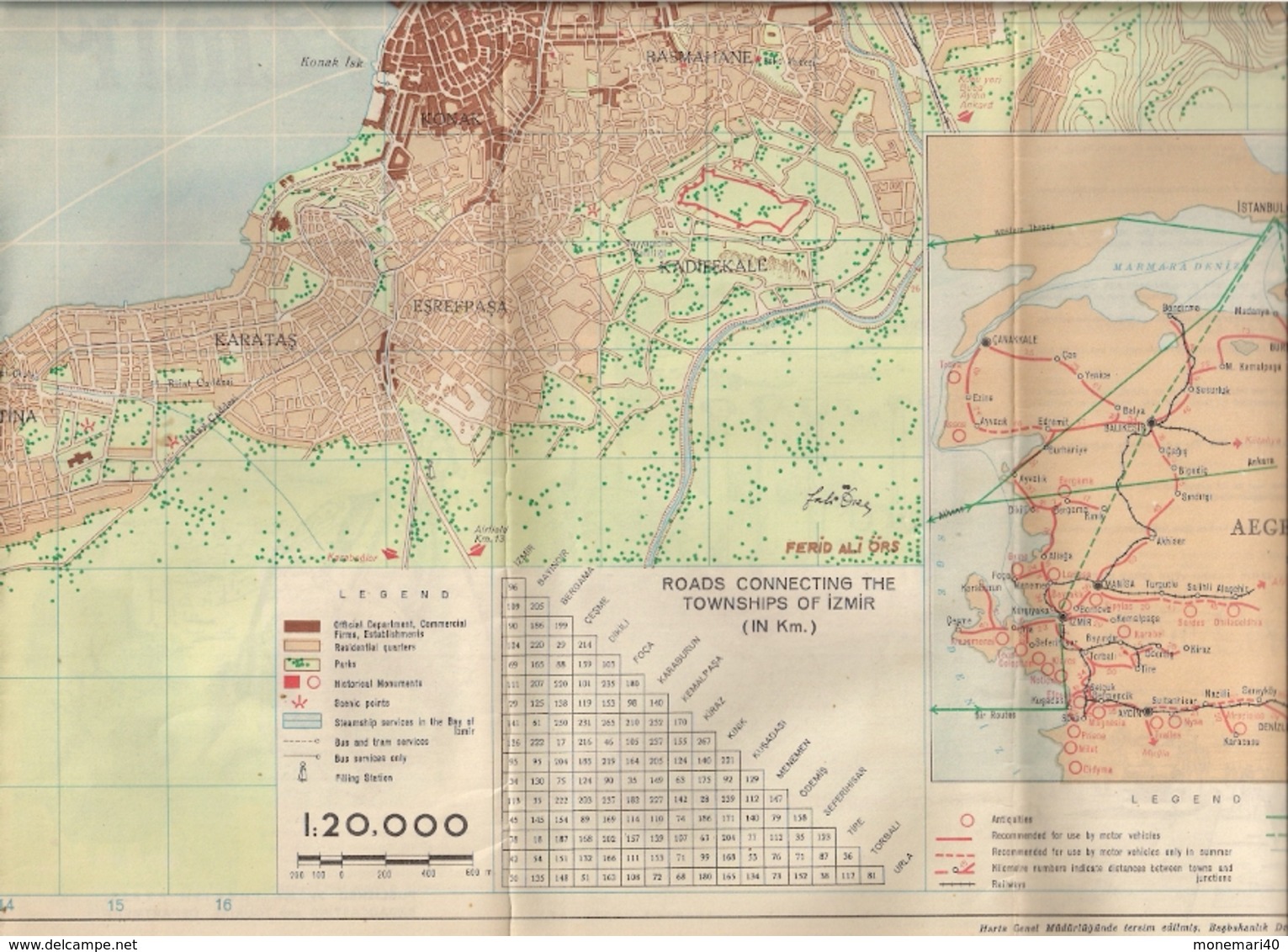 IZMIR (TURQUIE) - DÉPLIANT TOURISTIQUE AVE C PLAN DE LA VILLE (1952)