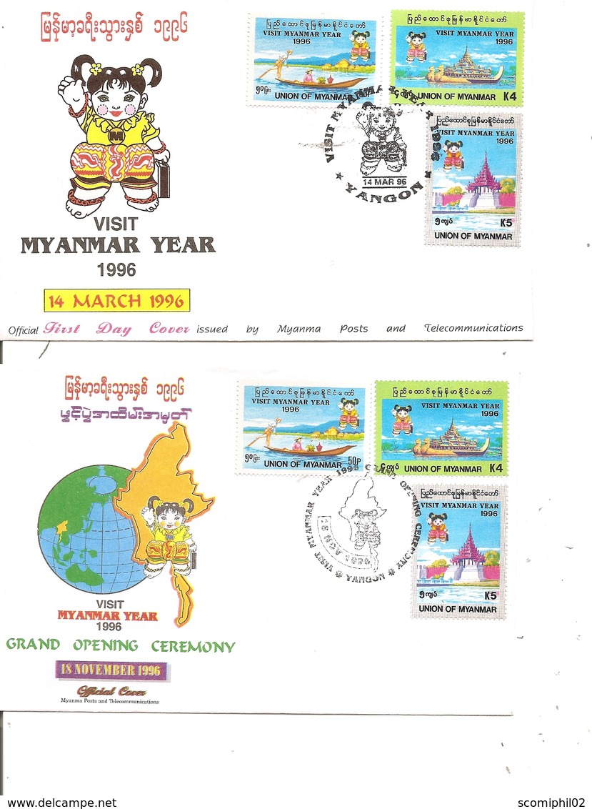 Myanmar ( 2 FDC De 1996 à Illustratios Différentes à Voir) - Myanmar (Birmanie 1948-...)