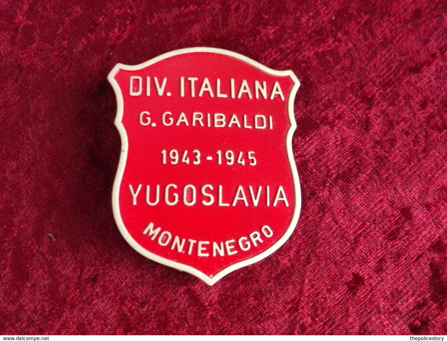 Distintivo Scudetto Divisione Partigiana Garibaldi Montenegro 1943/45 WW2 - 1939-45