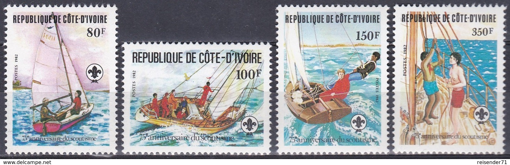 Elfenbeinküste Ivory Coast Cote D'Ivoire 1982 Organisationen Pfadfiner Scouts Schiffe Ships Boote Boats, Mi. 728-1 ** - Côte D'Ivoire (1960-...)